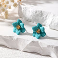 Five Petal Metal Flower Stud Earrings in Seven Colors view 6