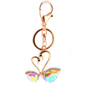 Double Swan Metal Keychain With Faceted Wing Stones, Six Styles view 5