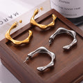 Irregular Organic C-Shape Hoop Earrings Gold Silver view 2