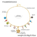 Gold Stainless Steel Paperclip Multi-Charm Resin Mushroom Necklace view 11