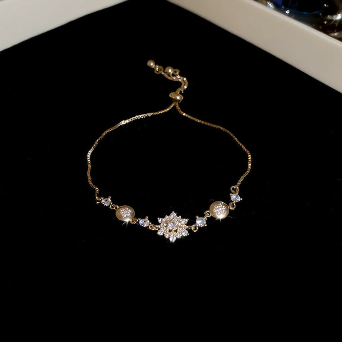 Snowflake Center Crystal Slider Bracelet In Gold Tone Or Silver Tone