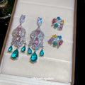 Colorful Crystal Floral Earrings in Drop and Stud Styles view 1