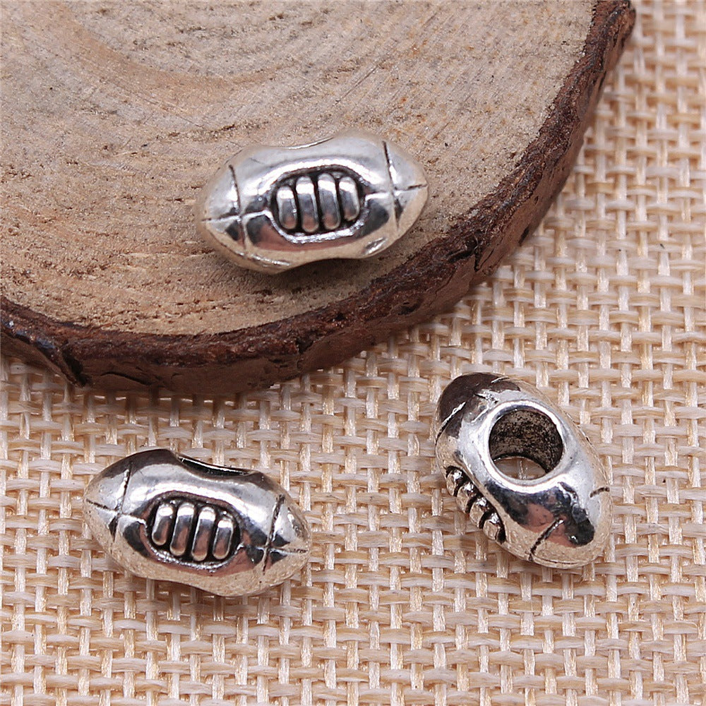 14x9x8mm 2.7g Antique Silver Zinc Alloy Football Large Hole Beads for DIY Bracelet Jewelry Making