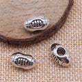 Antique Silver Football Shaped Large Hole Metal Bead view 2