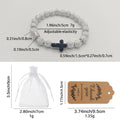 White Cross Bead Stretch Bracelet Black Acrylic Cross view 2