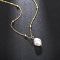 Gold Tone Irregular Baroque Pearl Pendant Satellite Necklace view 3