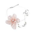 Pink Organza Flower and Pearl Strand Necklace Statement Jewelry Design view 5