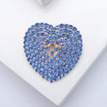 Pave Crystal Heart Brooch in Red or Blue With Domed Gold Tone Setting view 7