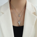 Heart Padlock Key Pendant Necklace Set Fine Cable Chain view 6
