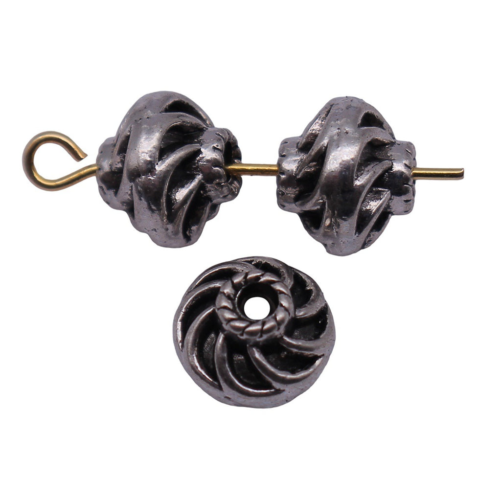 8.7x8.7x7.4mm 1.3g Antique Silver Zinc Alloy Double Sided Spiral Texture Spacer Beads for Bracelet Making