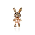 Dangling Eared Rabbit Brooch In Silver Or Brown Tone view 1