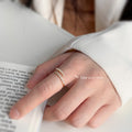 Gold Tone Open Crossover Pearl And Clear Stone Adjustable Ring view 3