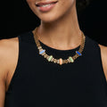 Cat Eye Enamel Station Necklace Bracelet Multi Color view 4