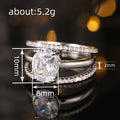 Oval Solitaire Three-Ring Set In Gold And Silver Tones view 4