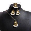 Antique Gold Pearl Drop Jewelry Sets Rectangular Gems view 9