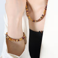 Multicolor Disc Stone Bead Necklace Bracelet Gold Accents view 1