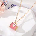 Gold Tone Enamel Cup and Heart Pendant Necklaces in Seven Colors view 2