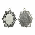 Lace Edge Oval Cabochon Pendant Tray in Two Finishes view 4