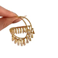 Open Hoop Earrings With Crystal Fringe In Two Tones view 5