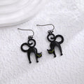 Black Spider or Cat Long Halloween Novelty Hook Earrings view 2