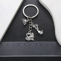 Silver Tone Cheerleader Pom Pom and Letter Keychain view 4