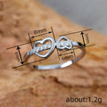 Silver Tone Double Heart Clear Stone Ring Sizes 6-10 view 4