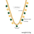 Gold Curb Star Charm Necklace Blue Green Pink Enamel view 7