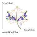 Purple Crystal and Shell Effect Maple Leaf Brooch in Two Finishes view 4
