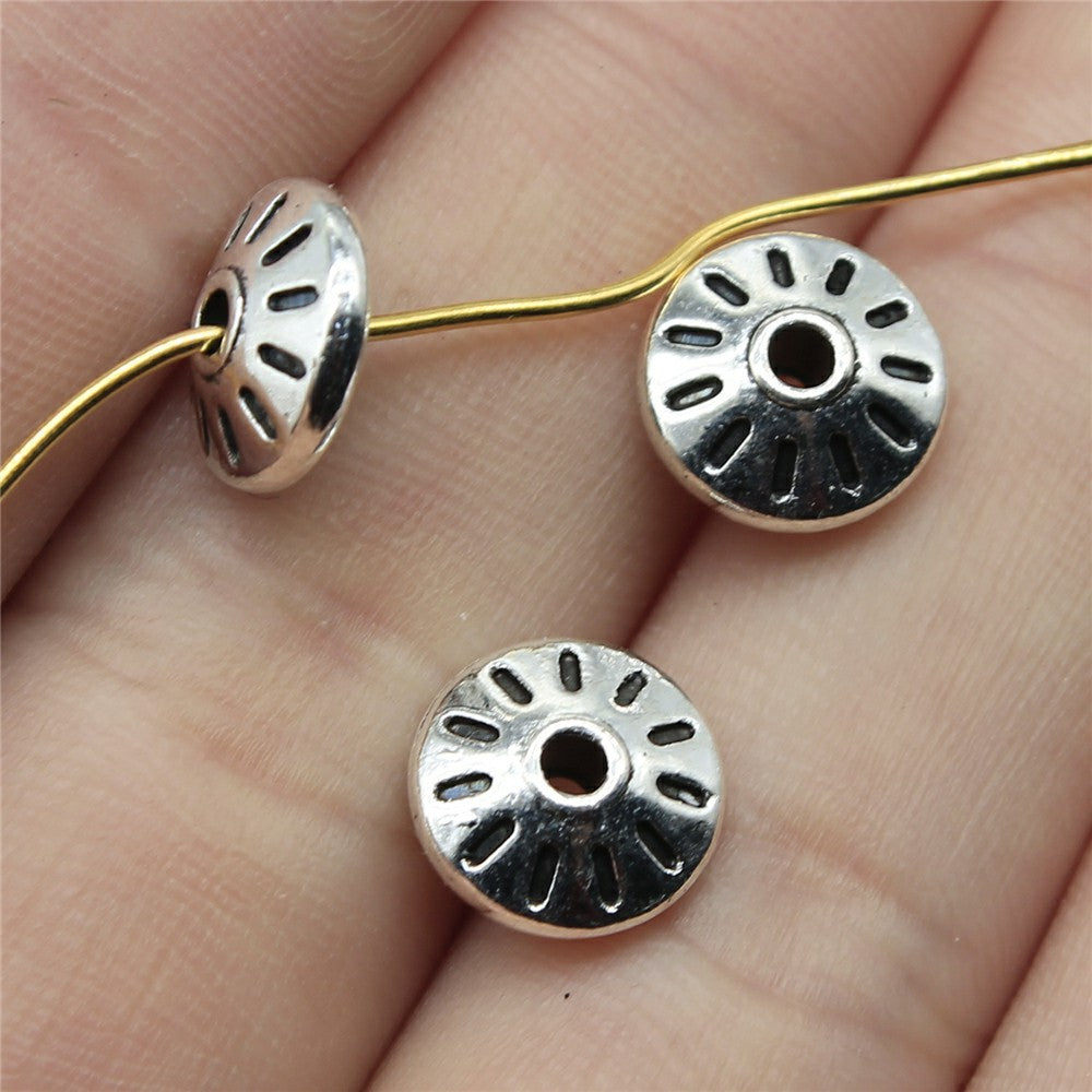 10x10x4mm 1.3g Multicolor Zinc Alloy Flat Round Spacer Beads for Bracelet Necklace DIY Jewelry Findings