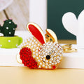 Pearl Accent Jeweled Rabbit Keychains in Four Colors with Fortune Loops view 1