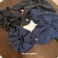 Polka Dot Fabric Scrunchies Black Navy Classic Bow Styles view 3