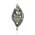 Silver Tone Abalone Shell Feather Brooch Marcasite Pin view 1