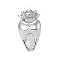 Crowned Tooth Brooch in Silver or Gold Tone with Crystals view 5