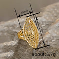 Gold Tone Marquise Filigree Statement Ring Polished Metal Jewelry view 4