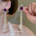 Clear Iridescent Flower Necklace And Earring Set With Purple Roses view 4