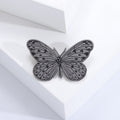Etched Butterfly Brooch in Antique Gold or Silver Tone view 6