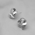 Gold and Silver Crumpled Knot Mini Round Stud Earrings view 4