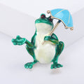 Umbrella Frog Brooch A Green Frog Holding A Bright Umbrella view 7