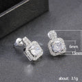 Square Halo Stone Stud Earrings In Two Stone Colors view 5