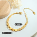 LOVE Square Block Bracelet Snake Chain Gold Or Steel Tone view 2