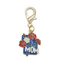 Blue Mom Floral Enamel Keychain Gold Lobster Clasp view 5