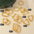 Geometric Shape Huggie Hoop Earrings Gold Steel Mix view 2
