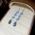 Blue Butterfly Cascade Hook Earrings With Teardrops view 6