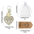 Natural Wood Bride And Groom Heart Keychain With Bead Accents view 2