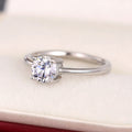 Silver Four Prong Clear Round Solitaire Ring Alloy view 4