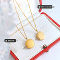 Geometric Brushed Octagon Pendant Necklace Gold Silver Tone view 2