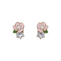 Pastel Flower and Butterfly Drop Earrings with Pearls view 5