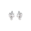 Silver Pearl Cluster Leaf Stud Earrings Pendant Necklace view 5
