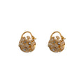 Gold Crystal Ball Huggie Hoop Earrings Polished Metal Jewelry view 5