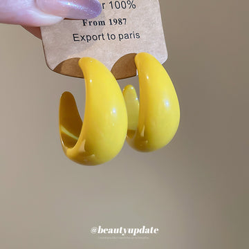 Glossy Resin Chunky Hoop Earrings in Four Earthy Colors